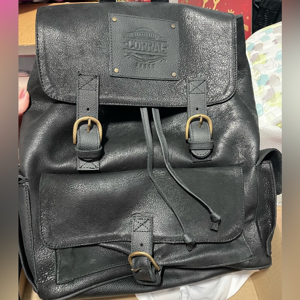 Corral boots leather black backpack